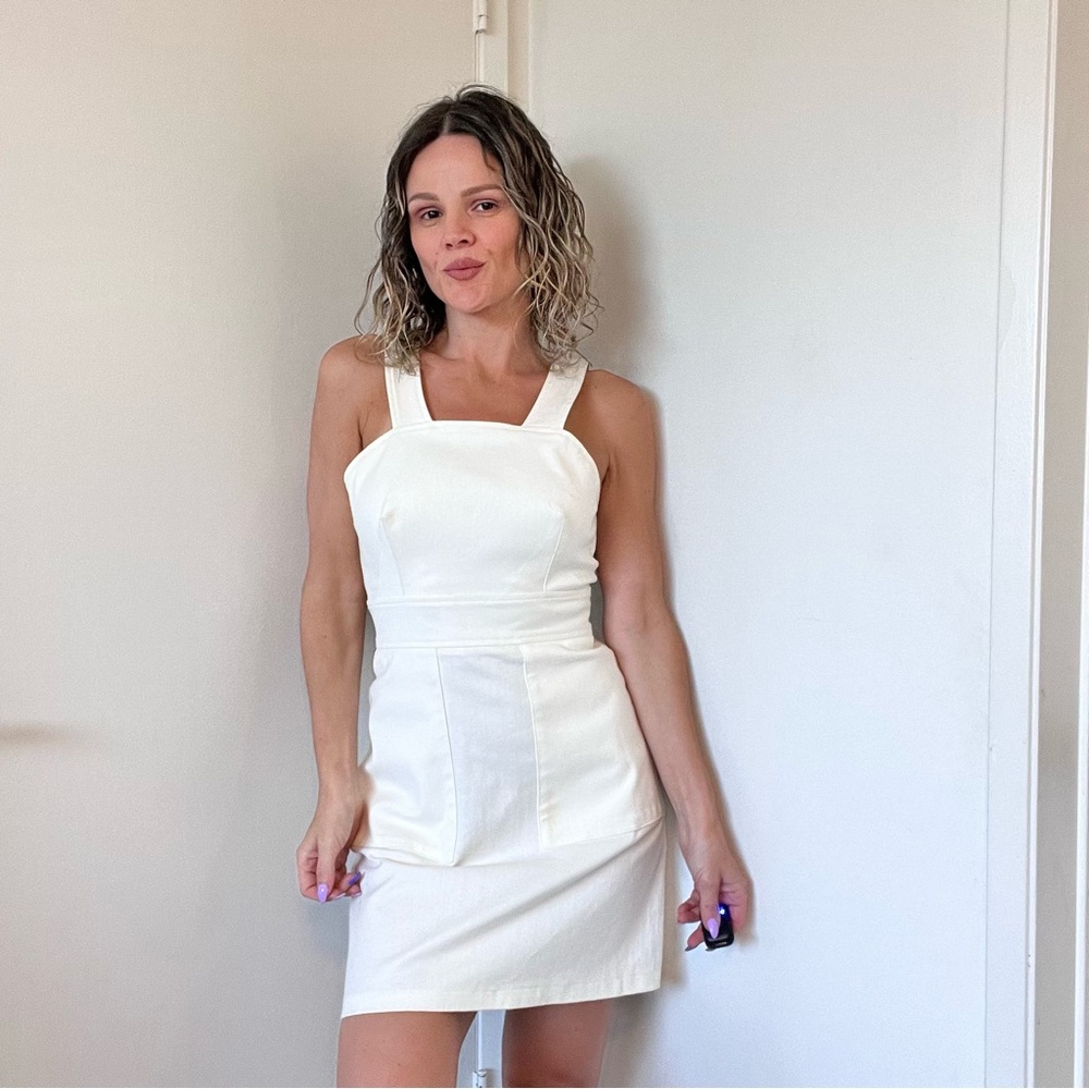 Reformation Kaia Denim Patch Pocket Dress White - Picture 4 of 11